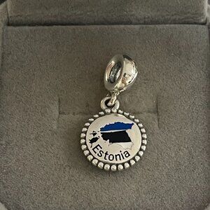 Pandora Estonia Flag Map Exclusive Travel Heart Bead Authentic New with Box